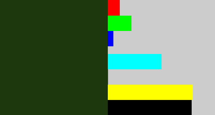 Hex color #1c380c - forrest green