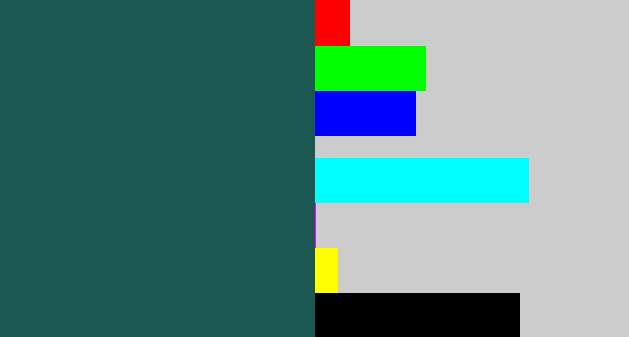 Hex color #1c5852 - dark green blue