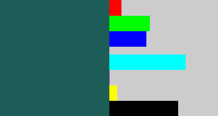 Hex color #1c5e57 - dark green blue
