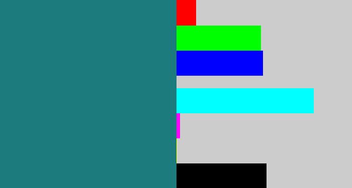 Hex color #1c7b7d - blue green