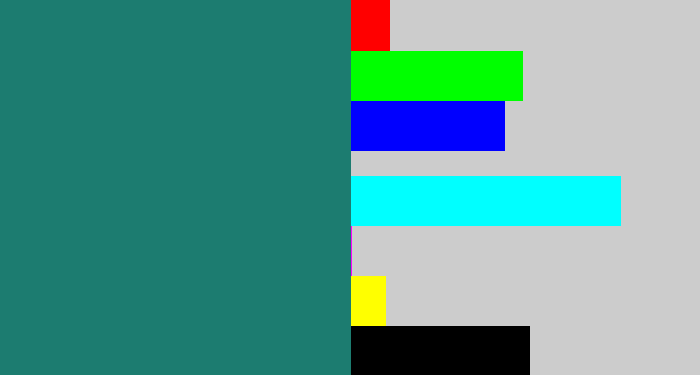 Hex color #1c7c70 - blue green
