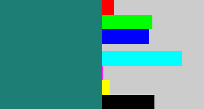 Hex color #1c7e75 - blue green