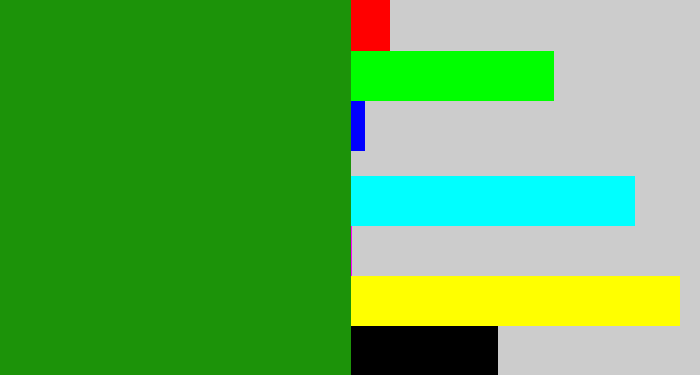 Hex color #1c9309 - true green