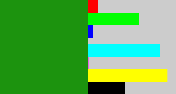 Hex color #1c930e - true green