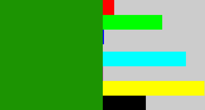 Hex color #1c9402 - true green