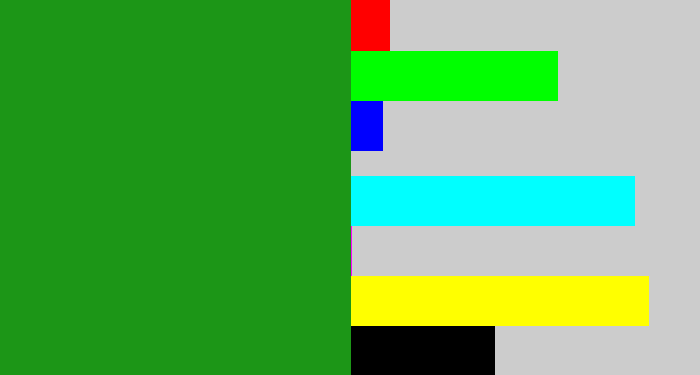 Hex color #1c9617 - green