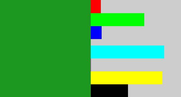 Hex color #1c971f - green