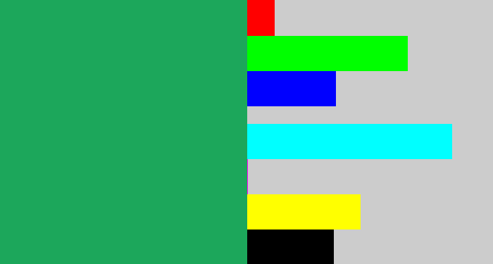 Hex color #1ca75b - teal green