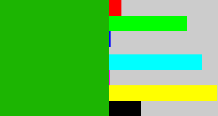 Hex color #1cb502 - green