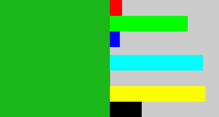 Hex color #1cb618 - green