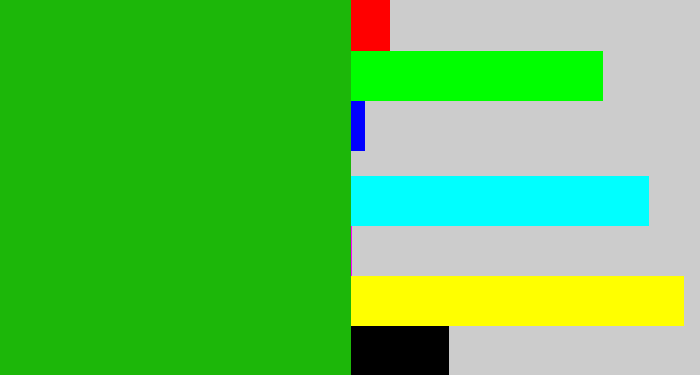 Hex color #1cb709 - green