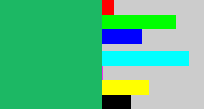 Hex color #1cb864 - algae green