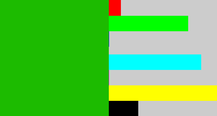 Hex color #1cbb00 - green