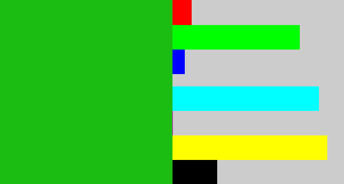 Hex color #1cbd13 - green