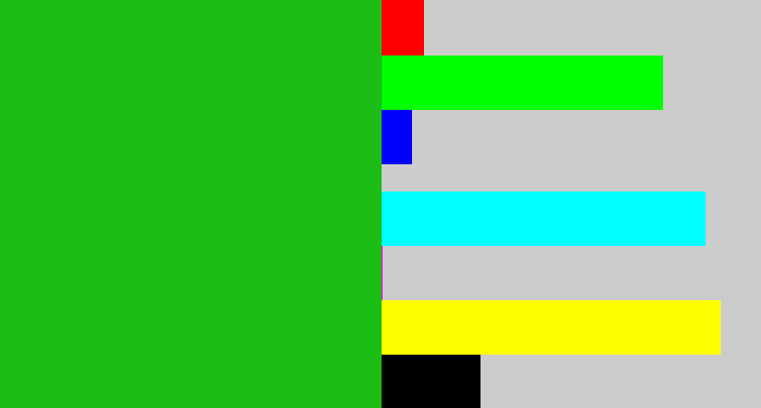 Hex color #1cbd14 - green