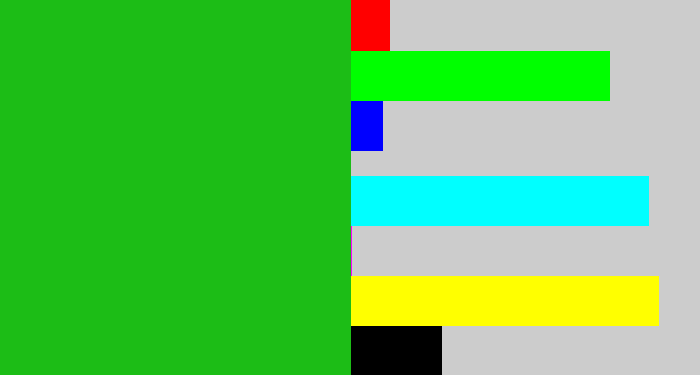 Hex color #1cbd16 - green