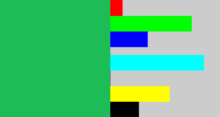 Hex color #1cbd56 - algae green