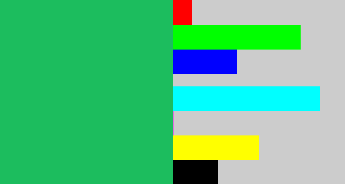 Hex color #1cbd5e - algae green