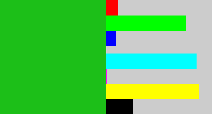 Hex color #1cbf18 - green