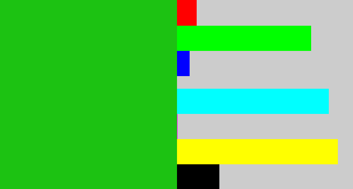 Hex color #1cc212 - green
