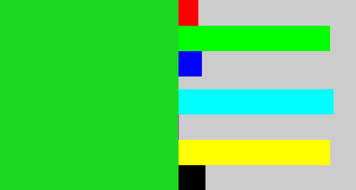 Hex color #1cd820 - vibrant green