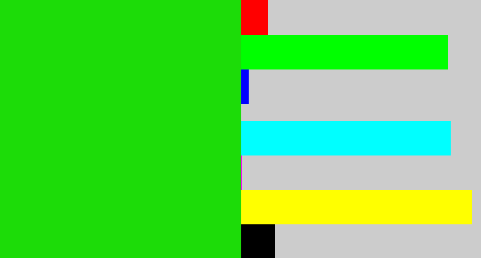 Hex color #1cdc08 - vibrant green