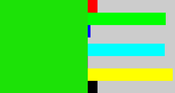 Hex color #1ce207 - vibrant green