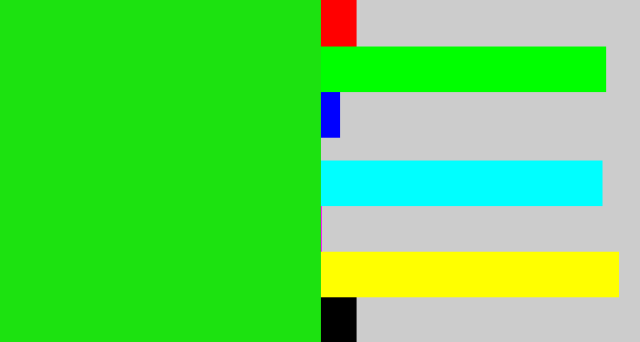 Hex color #1ce210 - vibrant green