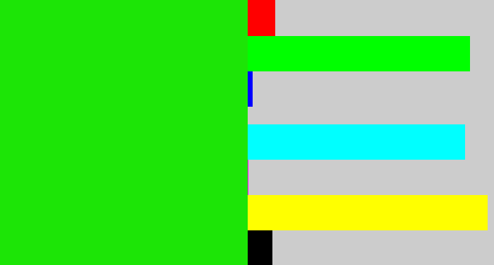 Hex color #1ce506 - vibrant green