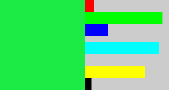 Hex color #1cea45 - bright light green