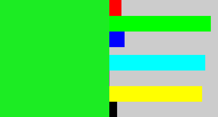 Hex color #1cec23 - radioactive green