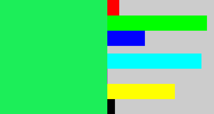 Hex color #1cee59 - bright light green