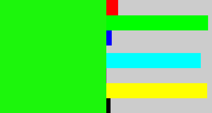 Hex color #1cf60c - electric green