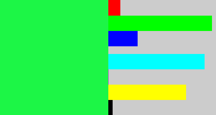 Hex color #1cf646 - bright light green