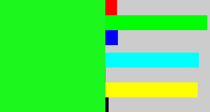 Hex color #1cf71e - radioactive green