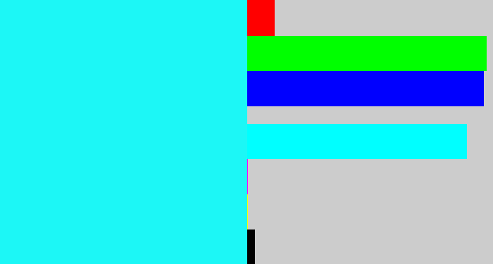 Hex color #1cf7f6 - bright light blue