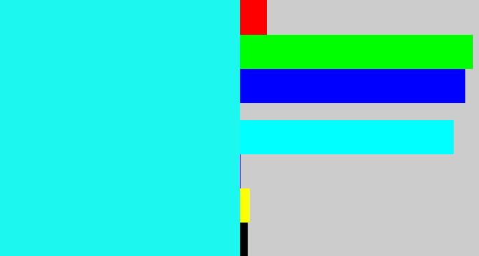 Hex color #1cf8ef - bright light blue