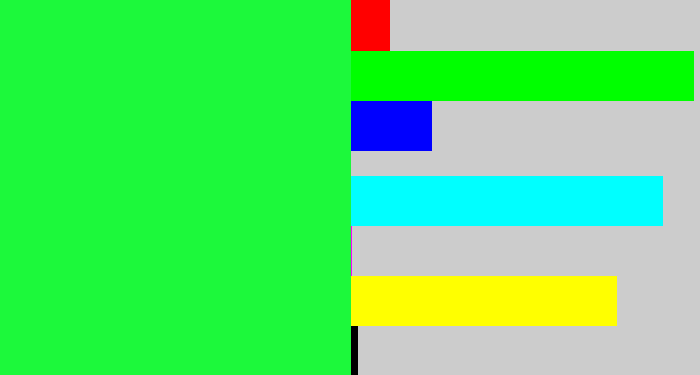 Hex color #1cf93b - hot green