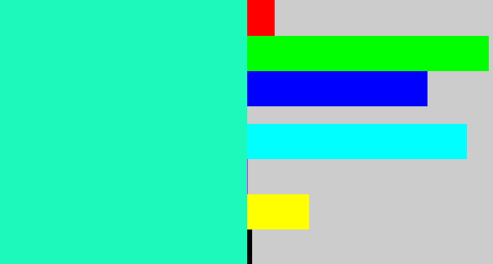 Hex color #1cf9bb - greenish cyan
