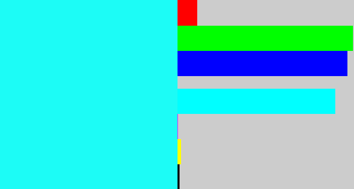 Hex color #1cfcf6 - bright light blue
