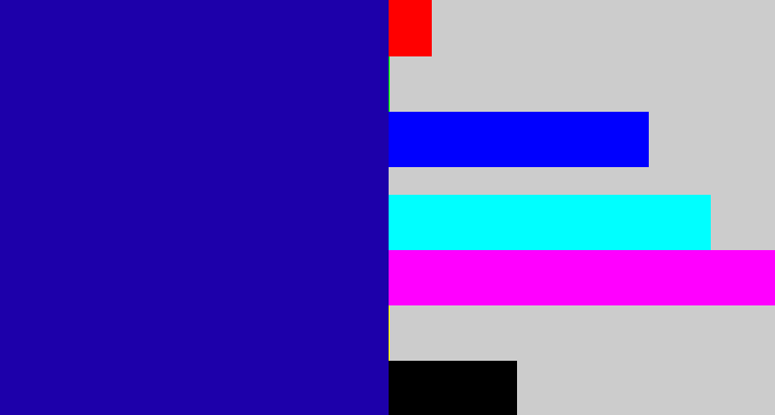 Hex color #1d00aa - ultramarine