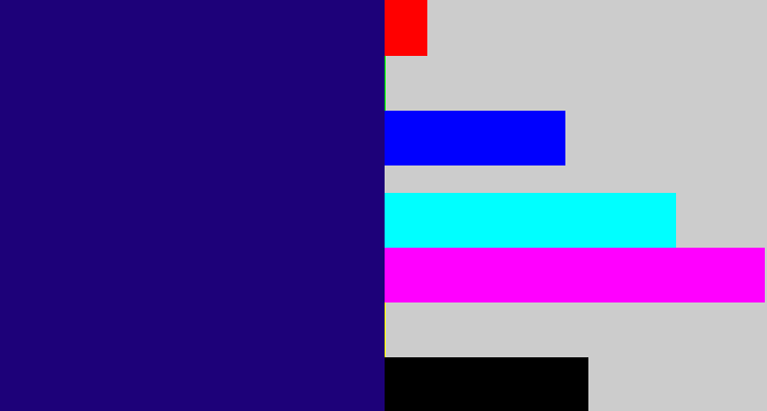 Hex color #1d0179 - deep blue