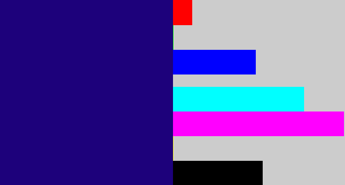 Hex color #1d017b - deep blue