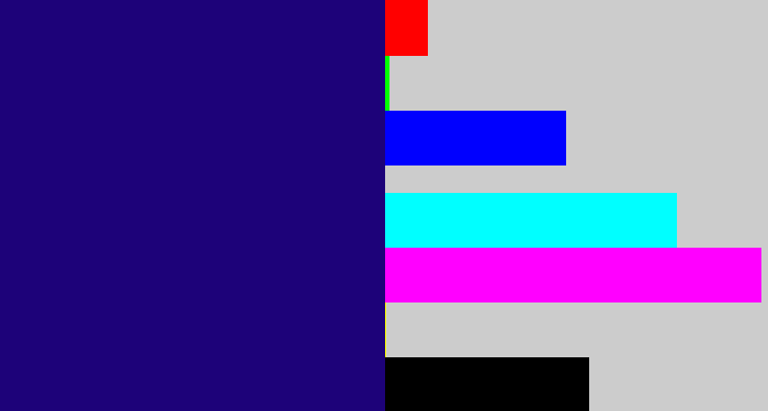 Hex color #1d0279 - deep blue