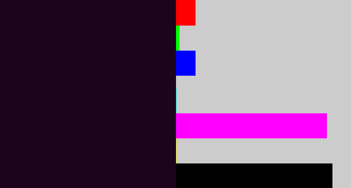 Hex color #1d041d - very dark purple