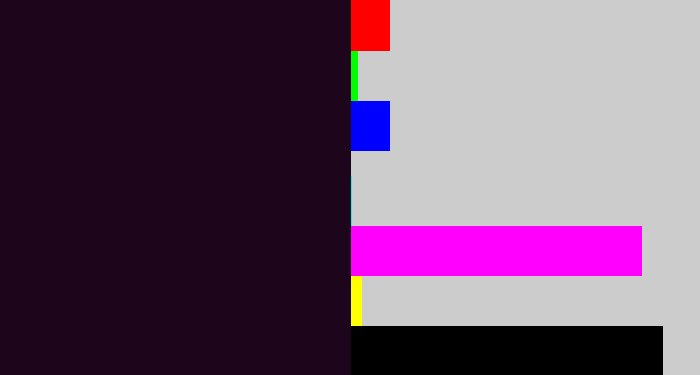 Hex color #1d051c - very dark purple