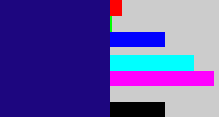 Hex color #1d067f - indigo