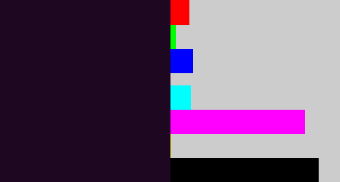 Hex color #1d0721 - very dark purple
