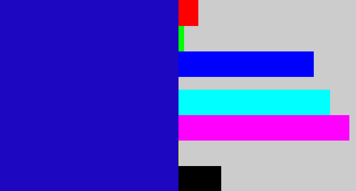 Hex color #1d07c1 - ultramarine