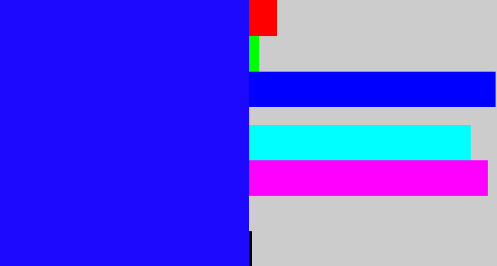 Hex color #1d09fd - strong blue